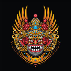 balinese barong with wings illustration