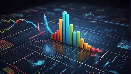 Economic Insights 3D Business Graph Finance Chart 