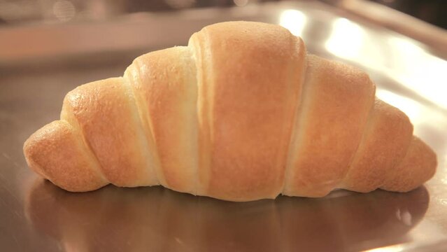 Croissants bake in oven timelapse