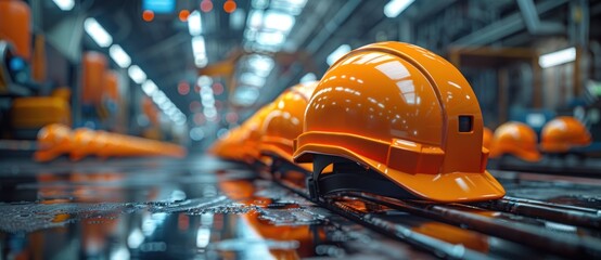 orange helmet safety on construction site