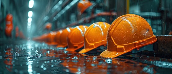 orange helmet safety on construction site