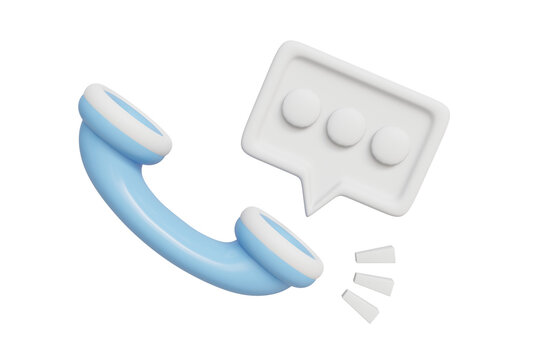 3D rendered illustration of communication concept with telephone with message and voice bubbles isolated on transparent background. For contact, social media, conversation