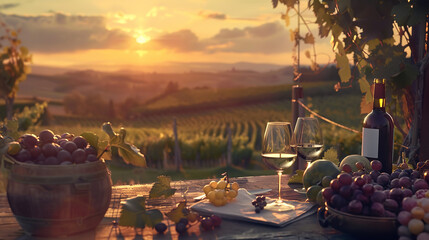 Sunset Wine Tasting in a Picturesque Italian Vineyard  