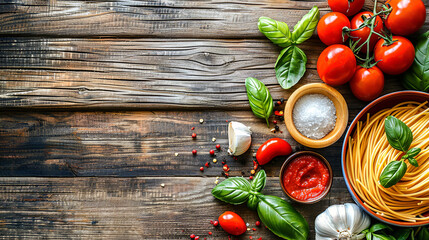 Traditional Italian Kitchen with Fresh Spaghetti and Tomato Sauce