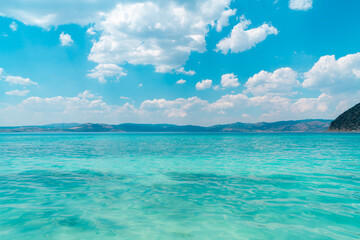 Magnificent nature view combined with the turquoise water of Salda Lake and magnificent clouds....