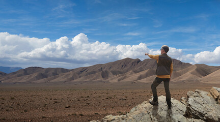 Traveler observing the landscape of Morocco