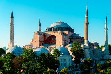 Hagia Sophia Mosque in Istanbul is a place of worship for Muslims. The photo of the building, which...