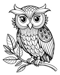 Coloring Page Outline Of cartoon Owl for children. Vector. Coloring book for kids.