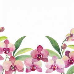 Naklejka premium Watercolor orchid flower border background