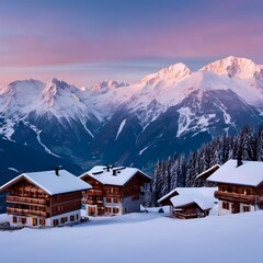 Alpine Glow: Capturing the Majestic Winter Landscape at Sunset