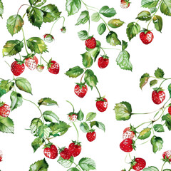 Strawberries, watercolor clipart, AI generated, transparent png
