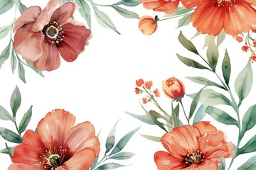 Elegant Watercolor Floral Arrangement on White Background