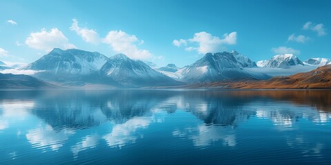 Scenic view of mountains reflecting in sea