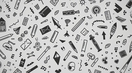 Doodle Delight Creative School Icons on Chalkboard Pattern