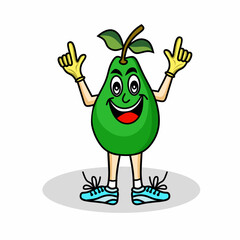 Avocado fruit character illustration vector design in happy style.  Suitable for printing, t-shirt screen printing, etc.