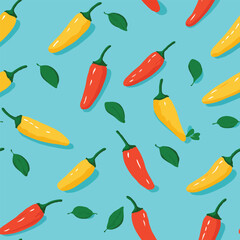 Seamless Colorful Chilli Pepper Pattern