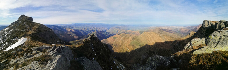 Panoramic view from Mount Castrovalnera. dividing line between Burgos and Cantabria in Portillo de...