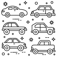 Icon set featuring various car symbols, editable vector pictograms in a trendy outline style. Perfect for mobile apps and website design.