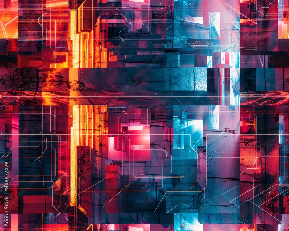 Poster craft a dynamic mix of futuristic technologies and edgy street art, integrating unexpected camera an