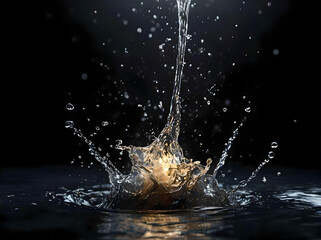 Water splash on black background studio shot