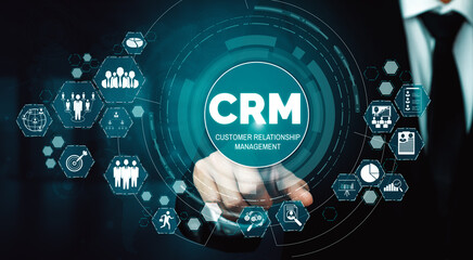 CRM Customer Relationship Management for business sales marketing system concept presented in...