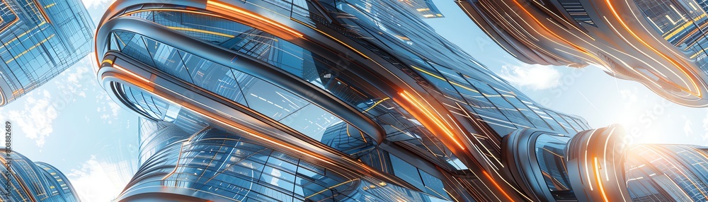 Poster capture a wide-angle view of futuristic technologies with a minimalist design
