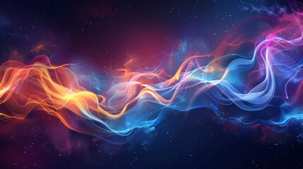 Abstract Cosmic Background with Vibrant Neon Waves and Stardust