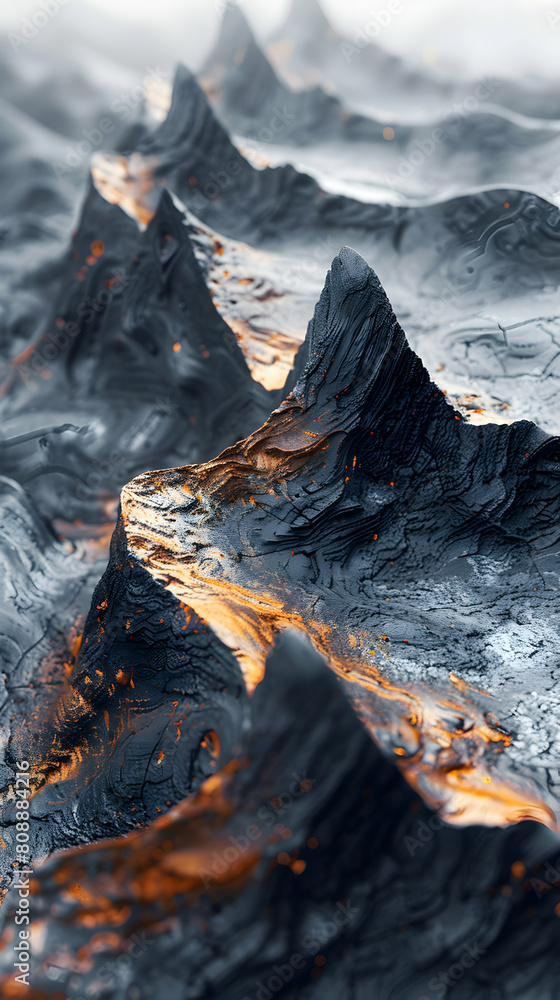 Poster digital abstract mountains: photo realistic algorithmic concept in a digital world