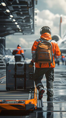 Efficient Travel: Baggage Handler Loading Luggage in Aircraft - Emphasizing Ground Crew's Critical Role