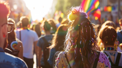 People attend a gay pride event Stock Photo photography