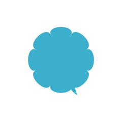 シンプルな水色もこもこ吹き出し_主線なし_右向き単品