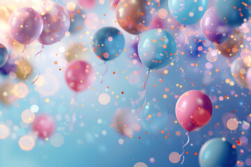 balloons and confetti beautiful background.