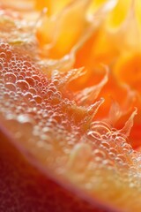 Vivid Close-up of Dew Drops on Flower Petals with Warm Backlight