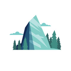 Ice mountain landscape design elements, mountains silhouette flat vector illustration