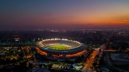 Nighttime Perspective: ?anl?urfa GAP Stadium Viewed from Afar, Ground Level