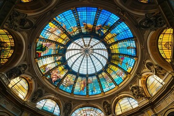 stained glass dome in milan italy architectural interior photography