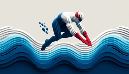 Swimmer, Swimming and diving sports Olympic games 2024, France