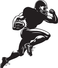 Fototapeta premium American football player silhouette. American football player logo vector black and white.