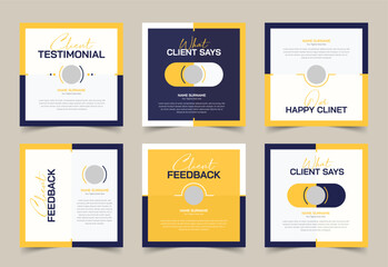 Set of Client Testimonial or customer feedback social media posts, Customer service feedback banner