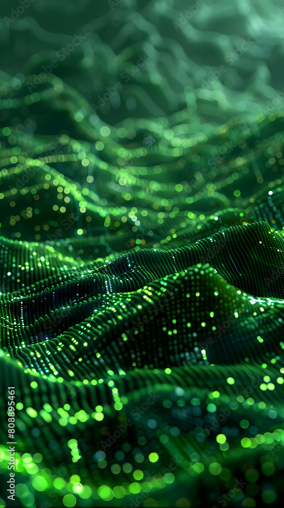 Poster immersive cyber valley stream: digital abstraction flowing with data streams in a photo realistic co