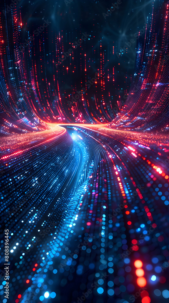 Poster digital streams conveying data in a photo realistic vista concept for data transmission background