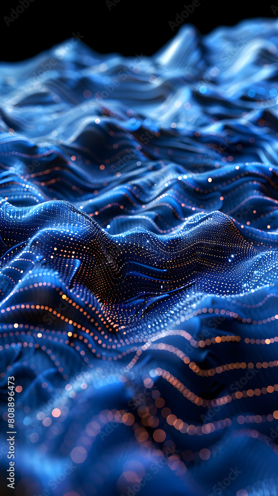 Poster digital wave terrain: a photorealistic concept representing data flow and connectivity in photo stoc