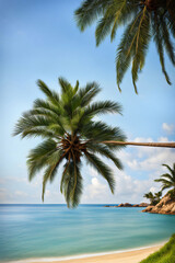Fototapeta na wymiar Summer season beach side palm tree