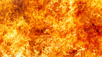 An intense close-up of a fiery blaze with numerous flames dancing vigorously