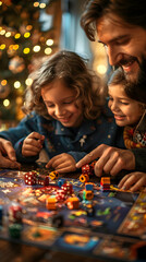 Happy Holidays: Photo realistic Family Board Games Night Concept with Employee Bonding and Friendly Competition