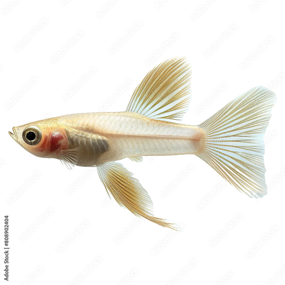 Wall mural side view of a platinum lyretail molly swimming isolated on a white transparent background