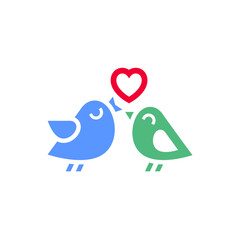 Love birds icon or Valentines day symbol