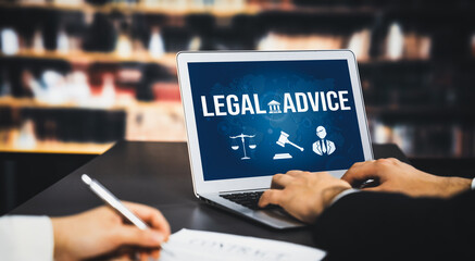 Smart legal advice website for people searching for savvy law knowledge in laptop computer on a...