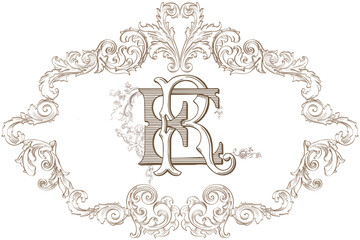 Wedding crest ER typography vintage monogram vector illustration