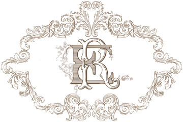 Wedding crest ER typography vintage monogram vector illustration